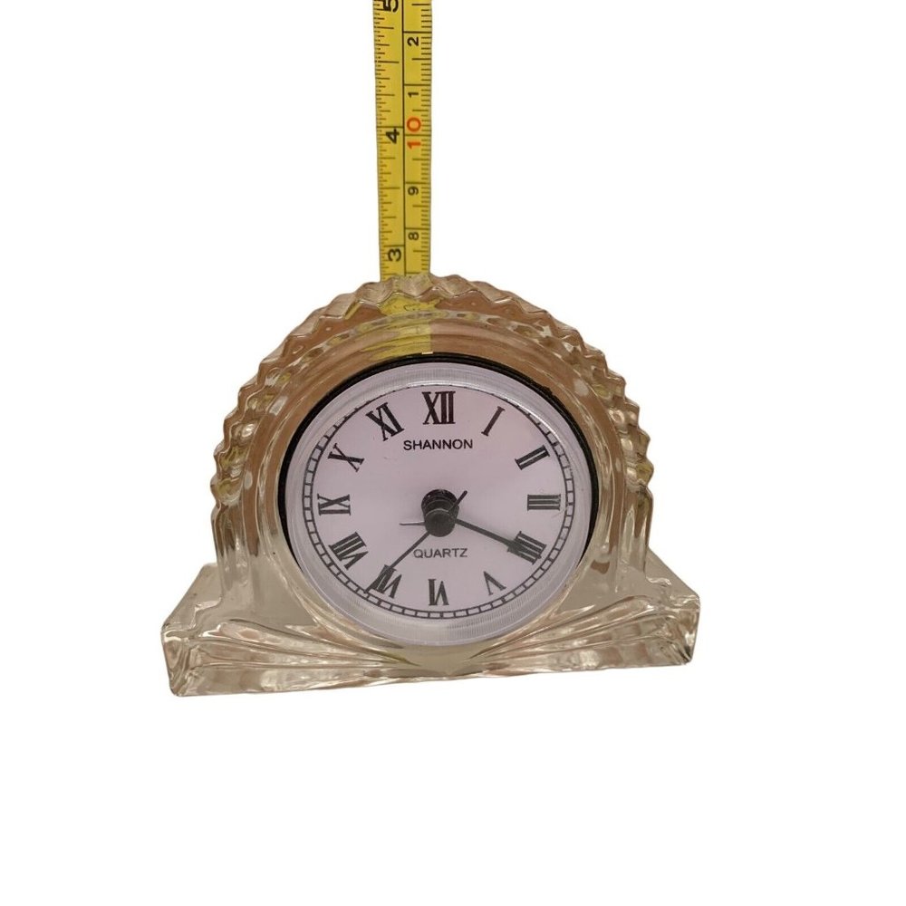 Vintage Shannon Designs of Ireland Crystal Battery Quartz Mantel Clock - Working